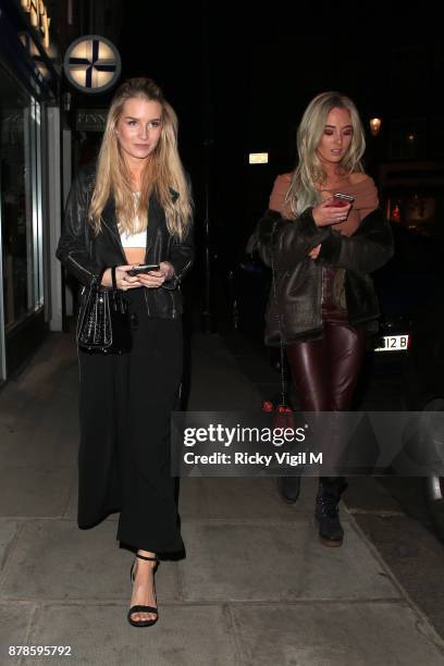 Lottie Moss and Nicola Hughes seen on a night out at Kiru restaurant on November 24, 2017 in London, England.