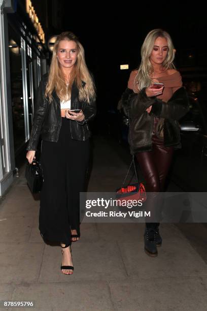 Lottie Moss and Nicola Hughes seen on a night out at Kiru restaurant on November 24, 2017 in London, England.