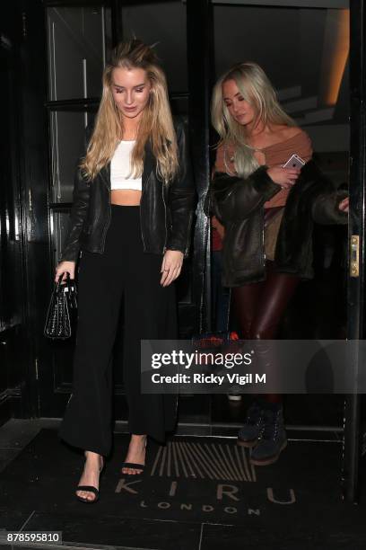 Lottie Moss and Nicola Hughes seen on a night out at Kiru restaurant on November 24, 2017 in London, England.