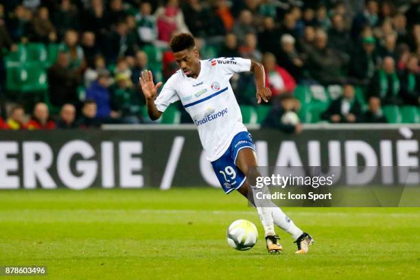 Da Costa Joia Nuno of Strasbourg during the Ligue 1 match between AS Saint Etienne and Strasbourg at Stade Geoffroy-Guichard on November 24, 2017 in...