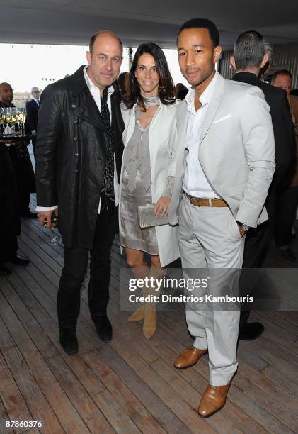 John Varvatos, wife Joyce Varvatos and John Legend attend Legend's Show Me Campaign benefit at the Soho House on May 19, 2009 in New York City.