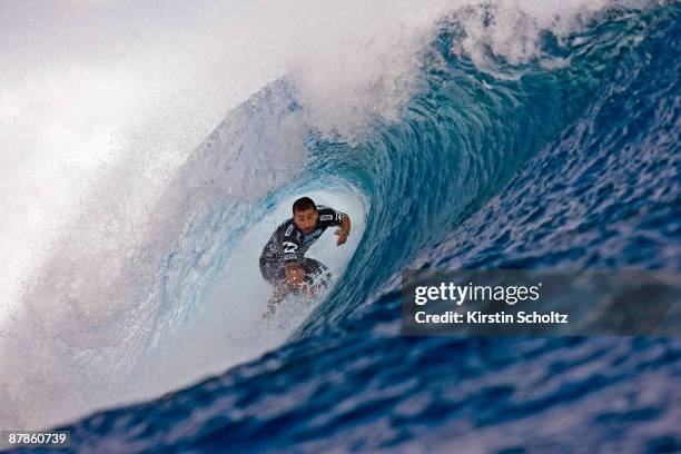 Bobby Martinez of the United States of America surfs during the Billabong Pro Teahupoo on May 19, 2009 in Teahupo'o, French Polynesia.