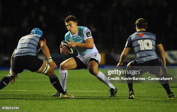 Connacht's Thomas Farrell under pressure from Cardiff Blues' Olly Robinson during the Guinness Pro14 Round 9 match between Cardiff Blues and Connacht...