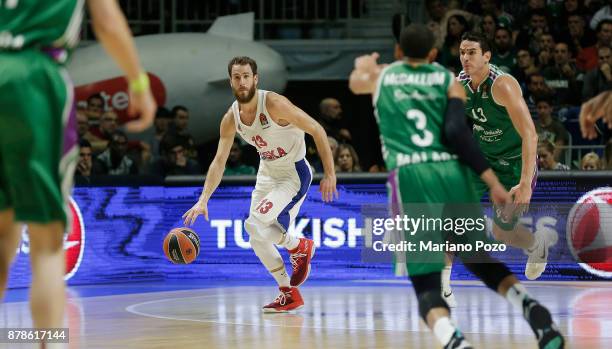 Sergio Rodriguez, #13 of CSKA Moscow in action during the 2017/2018 Turkish Airlines EuroLeague Regular Season game between Unicaja Malaga and CSKA...