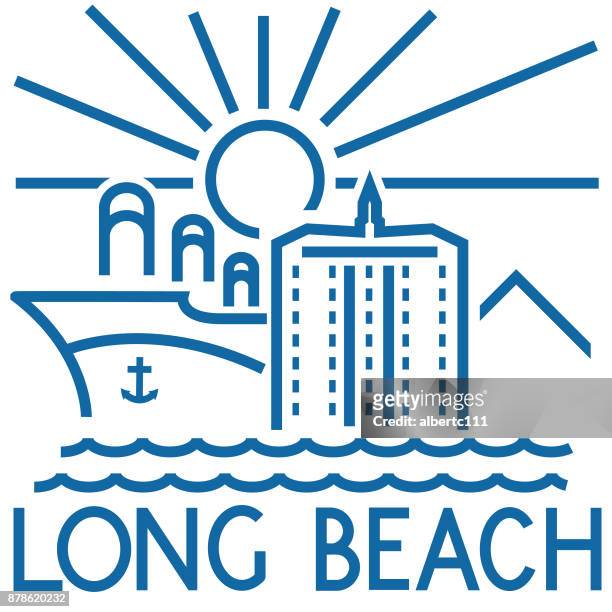 long beach california chunky cityscape - long beach california stock illustrations