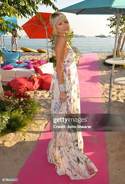 Paris Hilton attends the Paris, Not France Cocktail Party at the 3.14 Beach during the 62nd Cannes Film Festival on May 19, 2009 in Cannes, France.