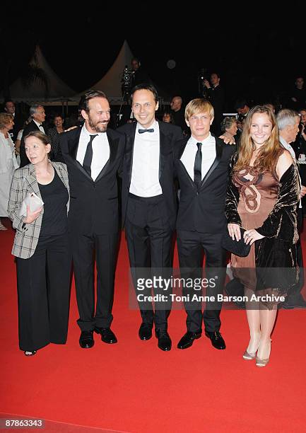 Actor Vincent Perez , director Denis Dercourt and guests attend the 'Vincere' premiere at the Grand Theatre Lumiere during the 62nd Annual Cannes...