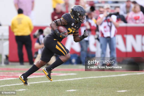 Missouri Larry Roudtree III returns a kickoff in the game between the Missouri Tigers and the Arkansas Razorbacks on November 24th, 2017 at Donald W....