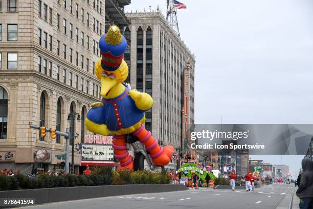 The Big Bird balloon is the first float in the America's Thanksgiving Parade prior to the Detroit Lions game versus the Minnesota Vikings on Thursday...