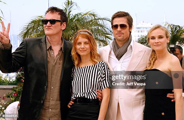 Director Quentin Tarantino, actress Mélanie Laurent, actor Brad Pitt and actress Diane Kruger attend the ''Inglourious Basterds' Photo Call at the...