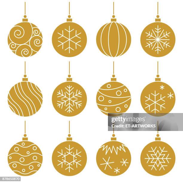 illustrazioni stock, clip art, cartoni animati e icone di tendenza di palline di natale d'oro - snow ball