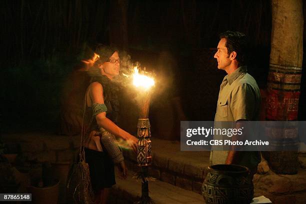 Erinn Lobdell has her torch snuffed out by Jeff Probst, during the final tribal council, during the finale episode of SURVIVOR: TOCANTINS- THE...