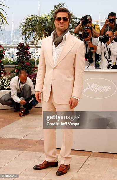 Actor Brad Pitt attends the ''Inglourious Basterds' Photo Call at the Palais des Festivals during the 62nd Annual Cannes Film Festival on May 20,...