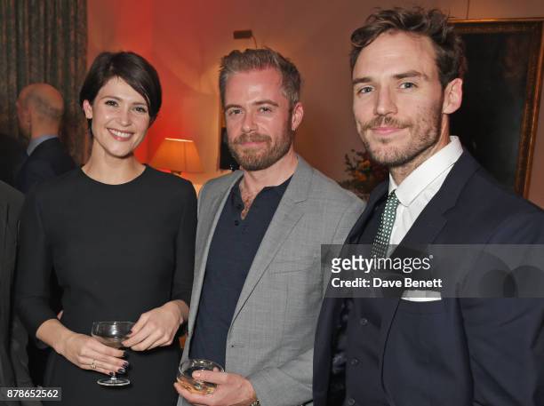 Gemma Arterton, Rory Keenan and Sam Claflin attend the Audi A8 Launch at Cowdray House on November 24, 2017 in Midhurst, England.