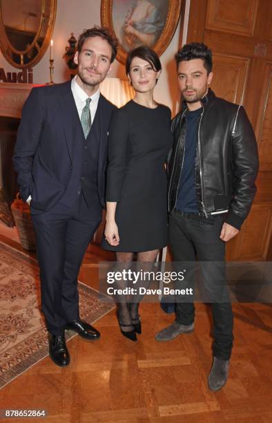 Sam Claflin, Gemma Arterton and Dominic Cooper attend the Audi A8 Launch at Cowdray House on November 24, 2017 in Midhurst, England.