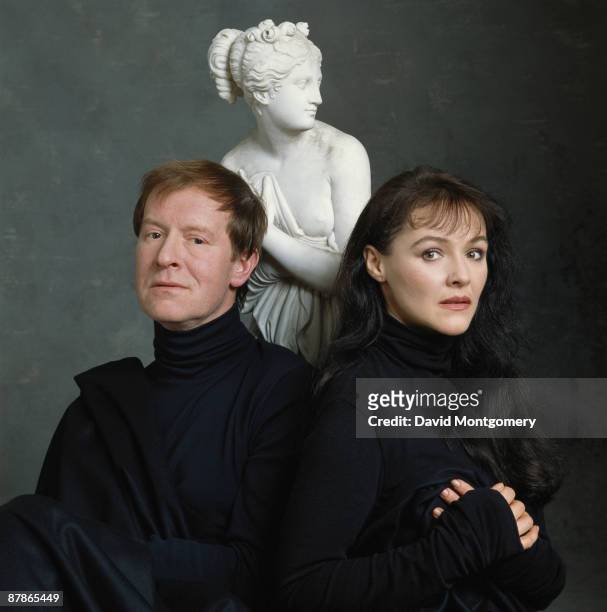 Alan Howard and Frances Barber, who are co-starring in George Bernard Shaw's 'Pygmalion' at the National Theatre, 1992.