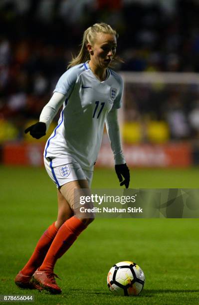 Toni Duggan of England in action during the FIFA Women's World Cup Qualifier between England and Bosnia at Banks' Stadium on November 24, 2017 in...