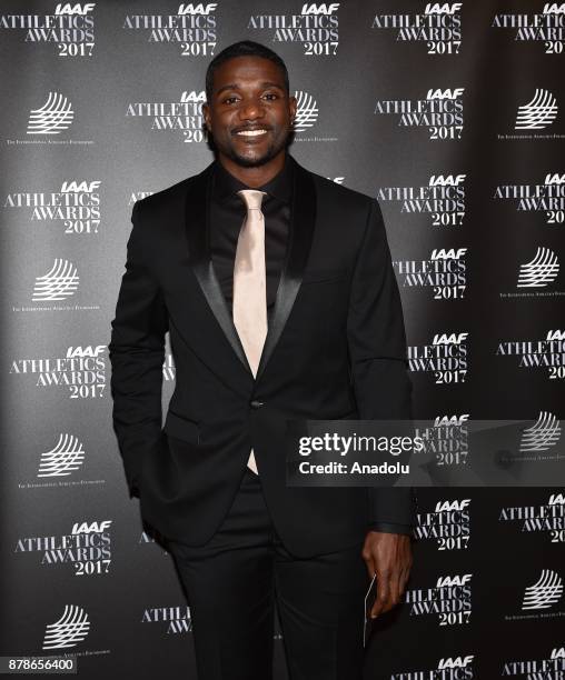 Justin Gatlin of the US poses as he arrives the IAAF Athletics Awards 2017 ceremony in Monaco, Monaco on November 24, 2017.