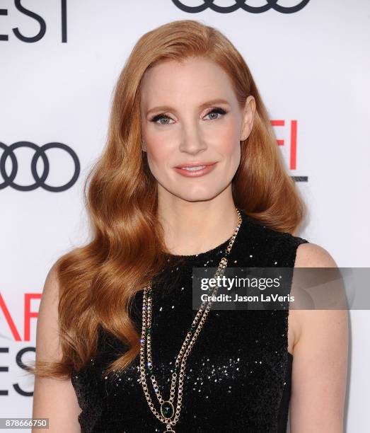 Actress Jessica Chastain attends the closing night gala screening of "Molly's Game" at the 2017 AFI Fest at TCL Chinese Theatre on November 16, 2017...