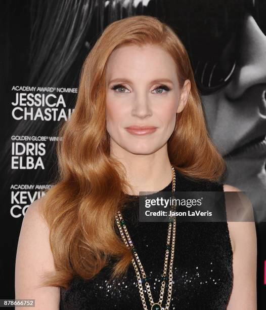 Actress Jessica Chastain attends the closing night gala screening of "Molly's Game" at the 2017 AFI Fest at TCL Chinese Theatre on November 16, 2017...