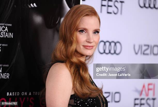 Actress Jessica Chastain attends the closing night gala screening of "Molly's Game" at the 2017 AFI Fest at TCL Chinese Theatre on November 16, 2017...