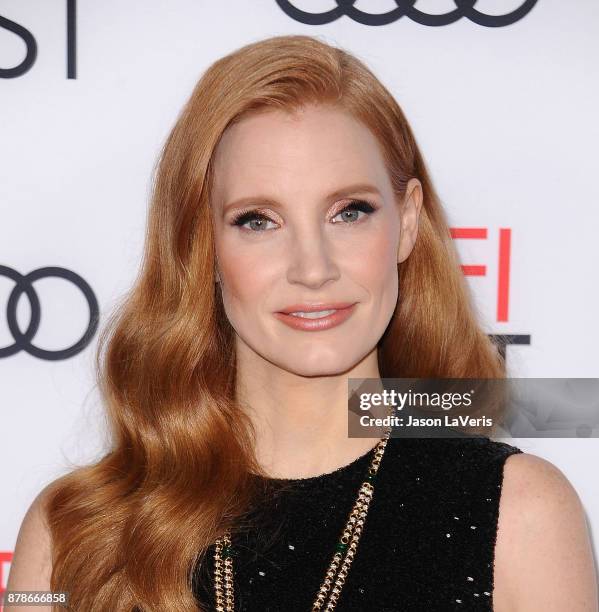 Actress Jessica Chastain attends the closing night gala screening of "Molly's Game" at the 2017 AFI Fest at TCL Chinese Theatre on November 16, 2017...