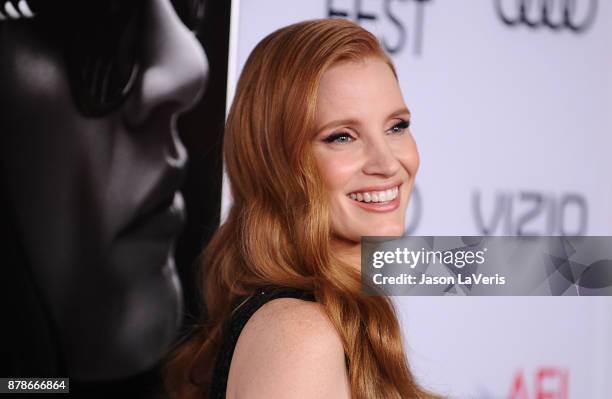 Actress Jessica Chastain attends the closing night gala screening of "Molly's Game" at the 2017 AFI Fest at TCL Chinese Theatre on November 16, 2017...