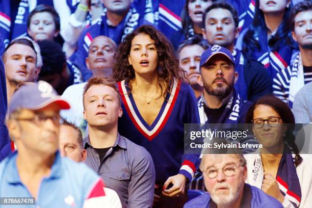 Jo Wilfried Tsonga's girlfriend Noura El Shwekh attends day 1 of the Davis Cup World Group final between France and Belgium at Stade Pierre Mauroy on...