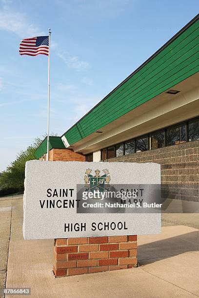 View of outside St. Vincent-St. Mary's High School prior to the 2008-2009 MVP Trophy presentation to LeBron James on Monday May 4th, 2009 in Akron,...