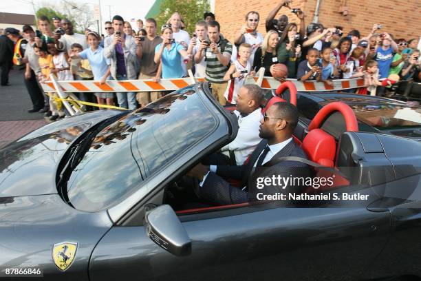 LeBron James arrives to the 2008-2009 MVP Trophy presentation on Monday May 4th, 2009 at St. Vincent-St. Mary's High School in Akron, Ohio. NOTE TO...