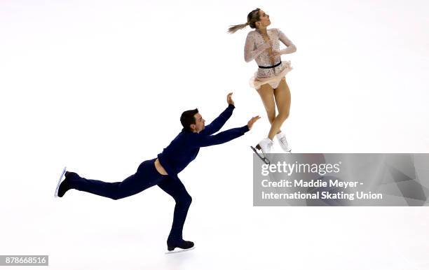 Alexa Scimeca Knierim and Chris Knierim of the United States perform during the Pairs Short program on Day 1 of the ISU Grand Prix of Figure Skating...