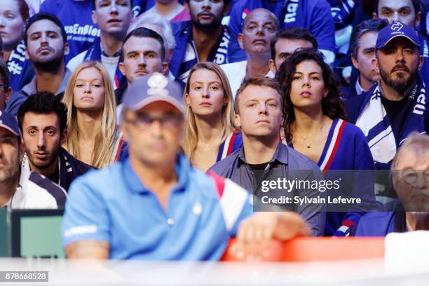 Lucas Pouille's girlfriend Clemence Bertrand, Pierre-Hugues Herbert's girlfriend Julia Lang and Jo Wilfried Tsonga's girlfriend Noura El Shwekh...