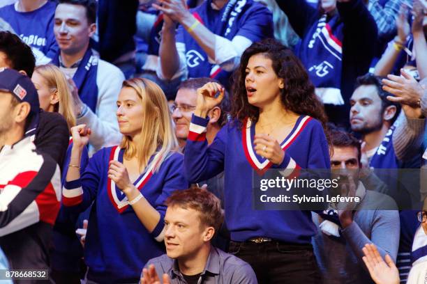 Pierre-Hugues Herbert's girlfriend Julia Lang and Jo Wilfried Tsonga's girlfriend Noura El Shwekh attend day 1 of the Davis Cup World Group final...