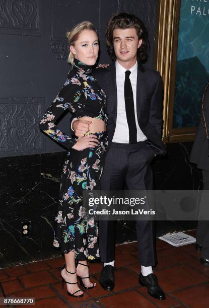 Actress Maika Monroe and actor Joe Keery attend the premiere of "The Tribes of Palos Verdes" at The Theatre at Ace Hotel on November 17, 2017 in Los...