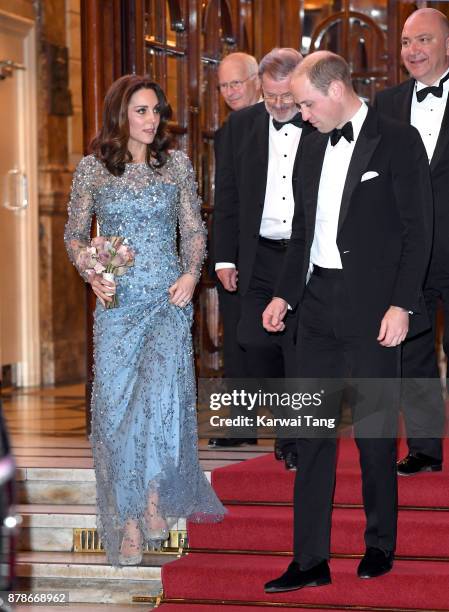 Catherine, Duchess of Cambridge and Prince William, Duke of Cambridge attend the Royal Variety Performance at the Palladium Theatre on November 24,...