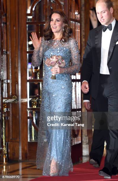 Catherine, Duchess of Cambridge and Prince William, Duke of Cambridge attend the Royal Variety Performance at the Palladium Theatre on November 24,...