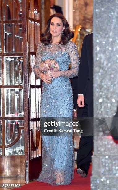 Catherine, Duchess of Cambridge attends the Royal Variety Performance at the Palladium Theatre on November 24, 2017 in London, England.