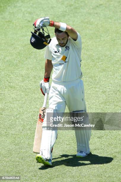 Glenn Maxwell of Victoria looks dejected after been dismissed by Stephen O'Keefe of NSW for 278 runs during day two of the Sheffield Shield match...