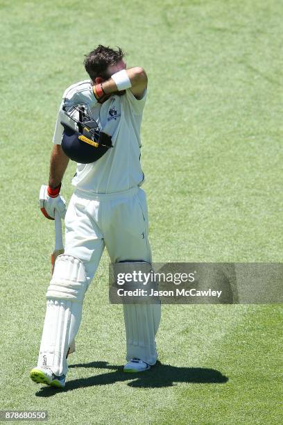 Glenn Maxwell of Victoria looks dejected after been dismissed by Stephen O'Keefe of NSW for 278 runs during day two of the Sheffield Shield match...