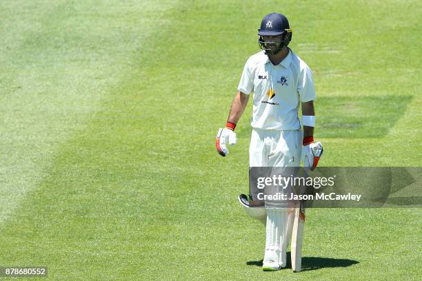 Glenn Maxwell of Victoria looks dejected after being dismissed by Stephen O'Keefe of NSW for 278 runs during day two of the Sheffield Shield match...