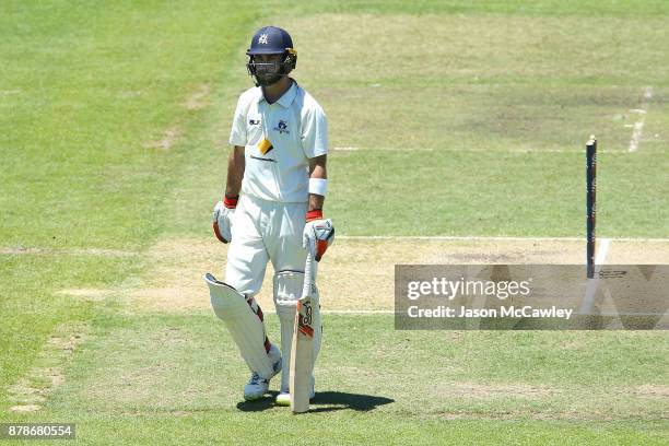 Glenn Maxwell of Victoria looks dejected after being dismissed by Stephen O'Keefe of NSW for 278 runs during day two of the Sheffield Shield match...