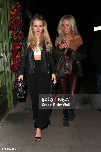 Lottie Moss and Nicola Hughes seen on a night out at Kiru restaurant on November 24, 2017 in London, England.