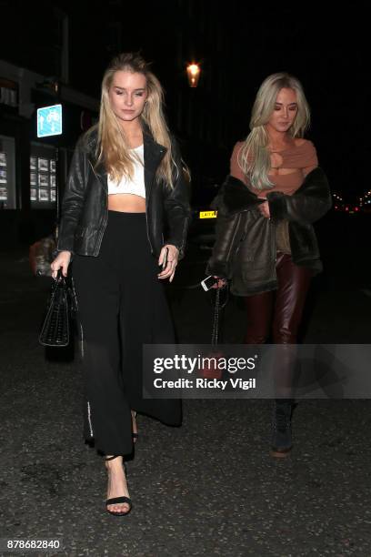 Lottie Moss and Nicola Hughes seen on a night out at Kiru restaurant on November 24, 2017 in London, England.