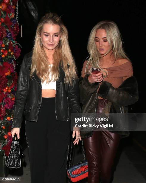 Lottie Moss and Nicola Hughes seen on a night out at Kiru restaurant on November 24, 2017 in London, England.