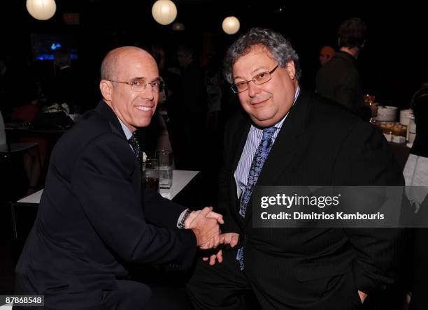 Producer Jeffrey Katzenberg and President of Turner Entertainment Networks Steve Koonin attend the 2009 Turner Upfront at Hammerstein Ballroom on May...