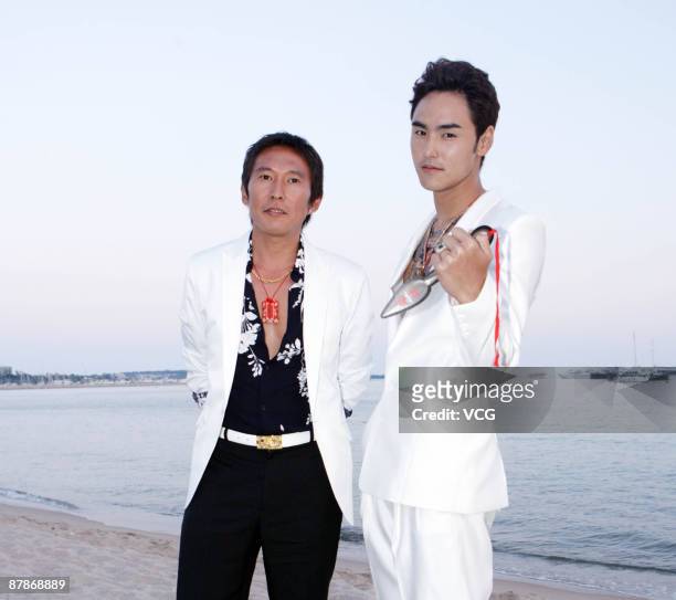 Nu Chen Ze and Ruan Jin Tian attend the "Taiwan Night" at Carlton Beach Party on the Carlton Beach during the 62nd Cannes Film Festival on May 19,...