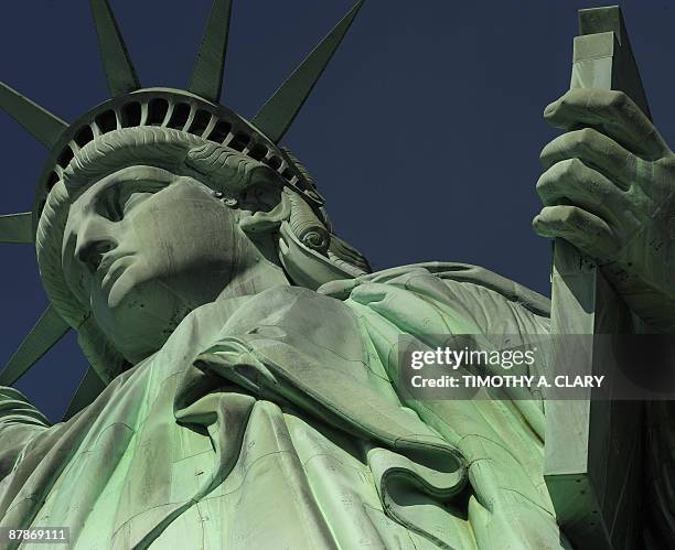 The Statue of Liberty during a media tour to the crown May 20, 2009. On July 4 the statue�s crown will be reopened for the first time since the...