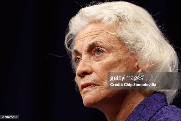 Former U.S. Supreme Court Justice Sandra Day O'Connor speaks during the Sandra Day O'Connor Project on The State of The Judiciary's forum "Striking...