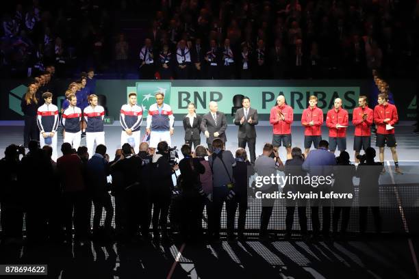 Day 1's opening ceremony of the Davis Cup World Group final between France and Belgium at Stade Pierre Mauroy on November 24, 2017 in Lille, France.
