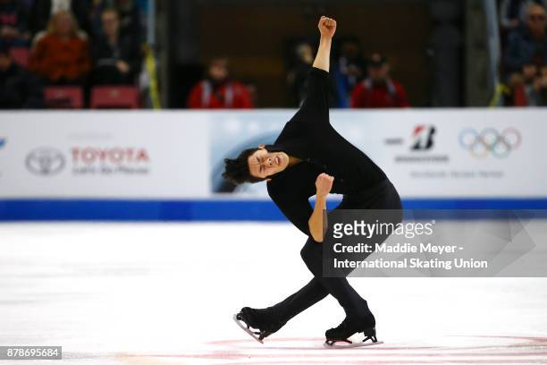 Nathan Chen of the United States performs during the Mens Short program on Day 1 of the ISU Grand Prix of Figure Skating at Herb Brooks Arena on...